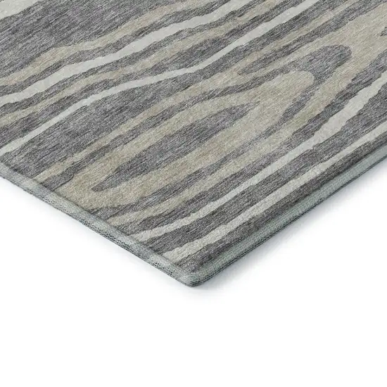 Gray Beige And Ivory Woodland Lodge Washable Area Rug With UV Protection Photo 7