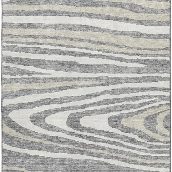 Gray Beige And Ivory Woodland Lodge Washable Area Rug With UV Protection Photo 2