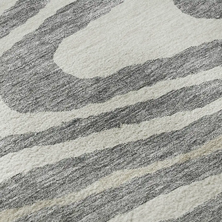 Gray Beige And Ivory Woodland Lodge Washable Area Rug With UV Protection Photo 8