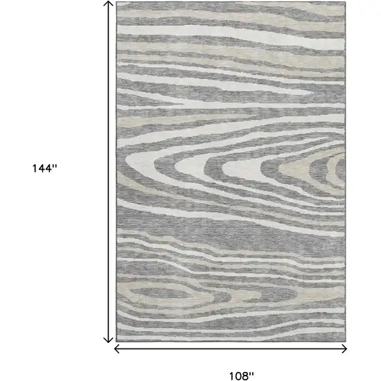 Gray Beige And Ivory Woodland Lodge Washable Area Rug With UV Protection Photo 9