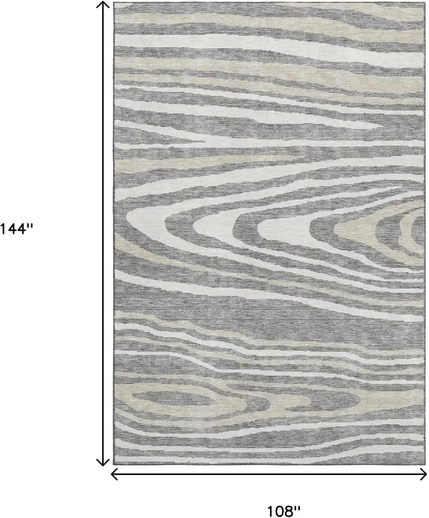 Gray Beige And Ivory Woodland Lodge Washable Area Rug With UV Protection Photo 9