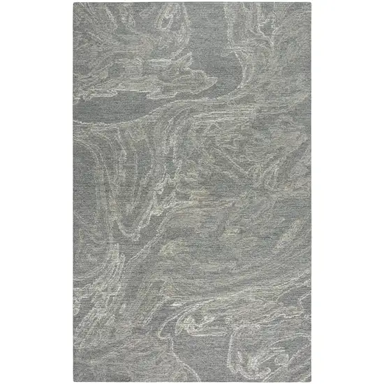 Gray Beige And Ivory Wool Abstract Hand Tufted Area Rug Photo 1
