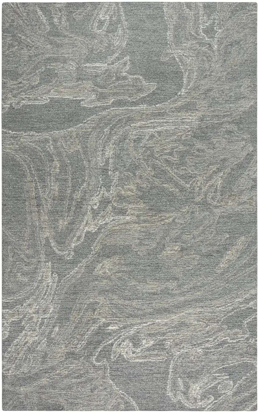 Gray Beige And Ivory Wool Abstract Hand Tufted Area Rug Photo 1