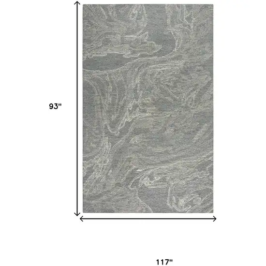Gray Beige And Ivory Wool Abstract Hand Tufted Area Rug Photo 6