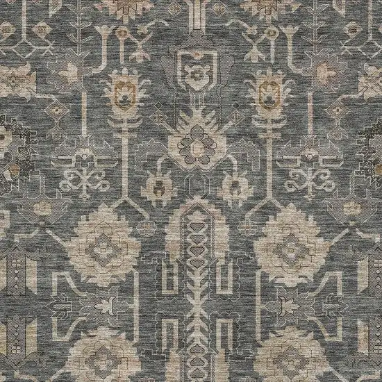 Gray Beige And Silver Oriental Washable Area Rug With UV Protection Photo 3