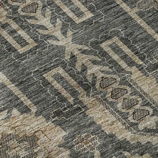 Gray Beige And Silver Oriental Washable Area Rug With UV Protection Photo 9