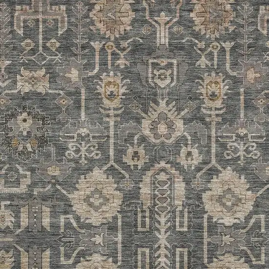 Gray Beige And Silver Oriental Washable Area Rug With UV Protection Photo 5