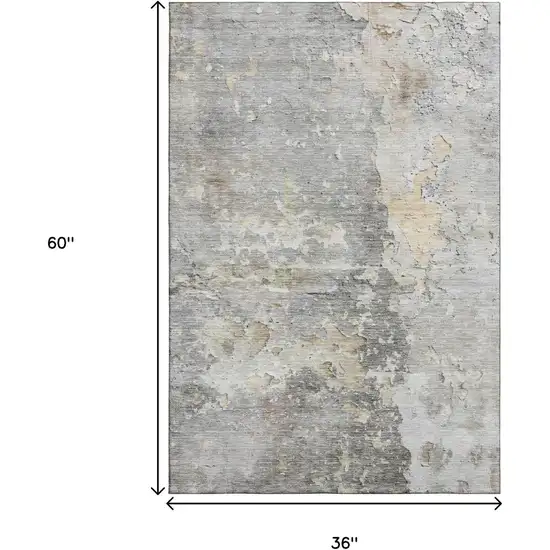 Gray Beige And Tan Abstract Washable Area Rug With UV Protection Photo 3