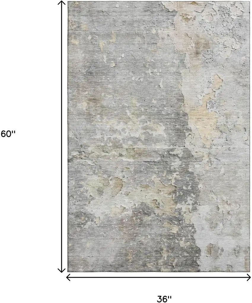 Gray Beige And Tan Abstract Washable Area Rug With UV Protection Photo 3