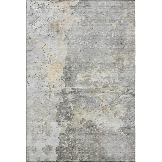 Gray Beige And Tan Abstract Washable Area Rug With UV Protection Photo 3
