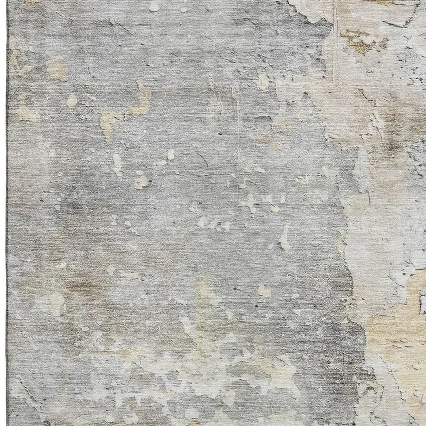Gray Beige And Tan Abstract Washable Area Rug With UV Protection Photo 2