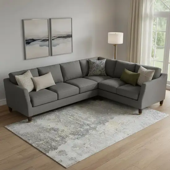 Gray Beige And Tan Abstract Washable Area Rug With UV Protection Photo 2