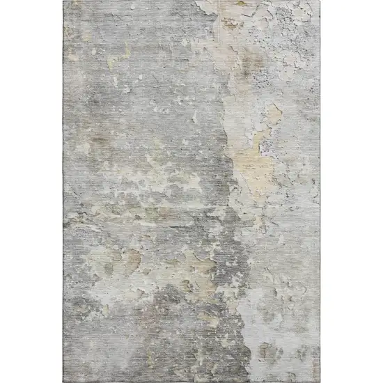 Gray Beige And Tan Abstract Washable Area Rug With UV Protection Photo 1