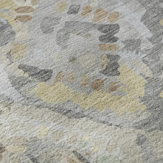 Gray Beige And Tan Geometric Washable Area Rug With UV Protection Photo 9