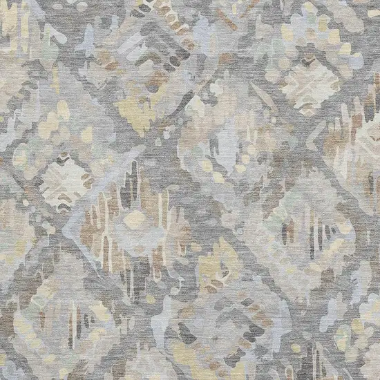 Gray Beige And Tan Geometric Washable Area Rug With UV Protection Photo 2