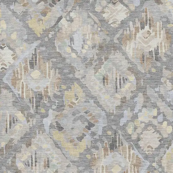 Gray Beige And Tan Geometric Washable Area Rug With UV Protection Photo 2