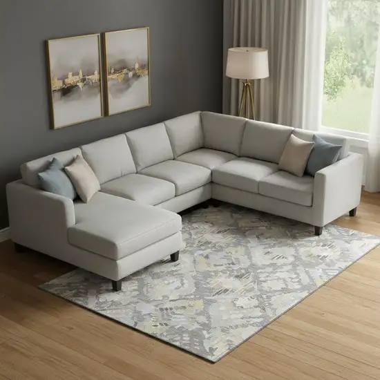 Gray Beige And Tan Geometric Washable Area Rug With UV Protection Photo 2