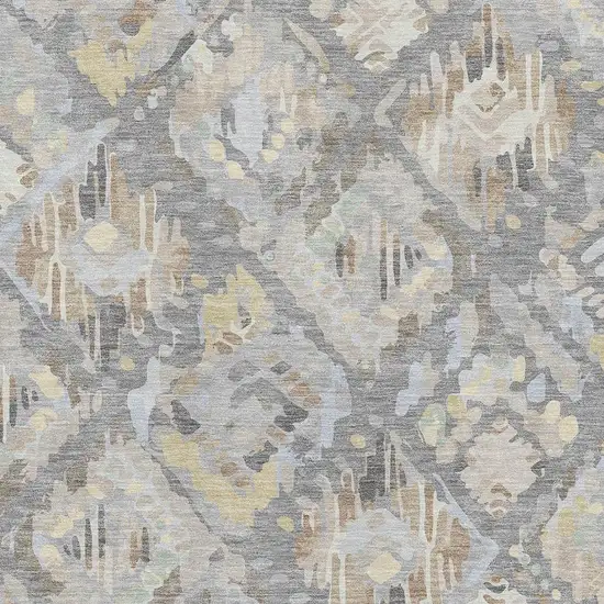 Gray Beige And Tan Geometric Washable Area Rug With UV Protection Photo 2