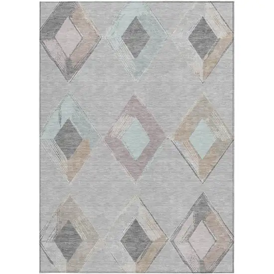Gray Beige And Taupe Geometric Washable Indoor Outdoor Area Rug Photo 3