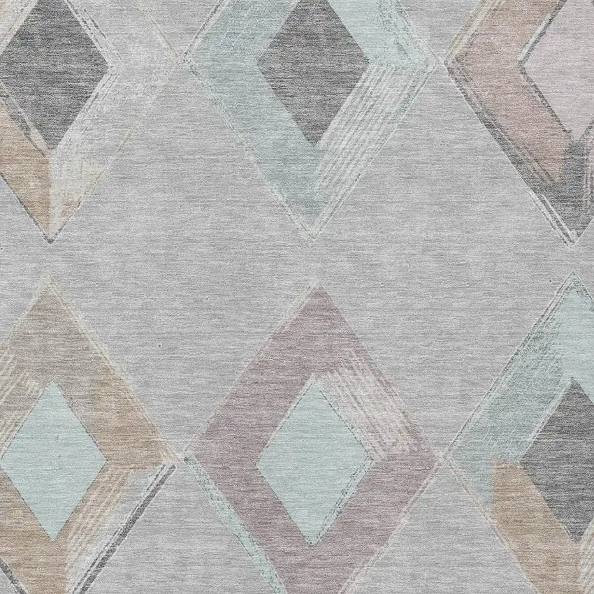 Gray Beige And Taupe Geometric Washable Indoor Outdoor Area Rug Photo 4