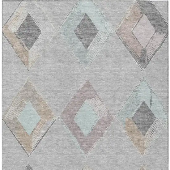 Gray Beige And Taupe Geometric Washable Indoor Outdoor Area Rug Photo 4