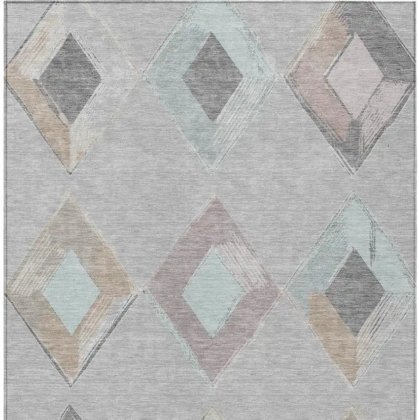 Gray Beige And Taupe Geometric Washable Indoor Outdoor Area Rug Photo 4