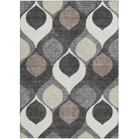 Gray Beige And Taupe Ogee Washable Indoor Outdoor Area Rug Photo 5