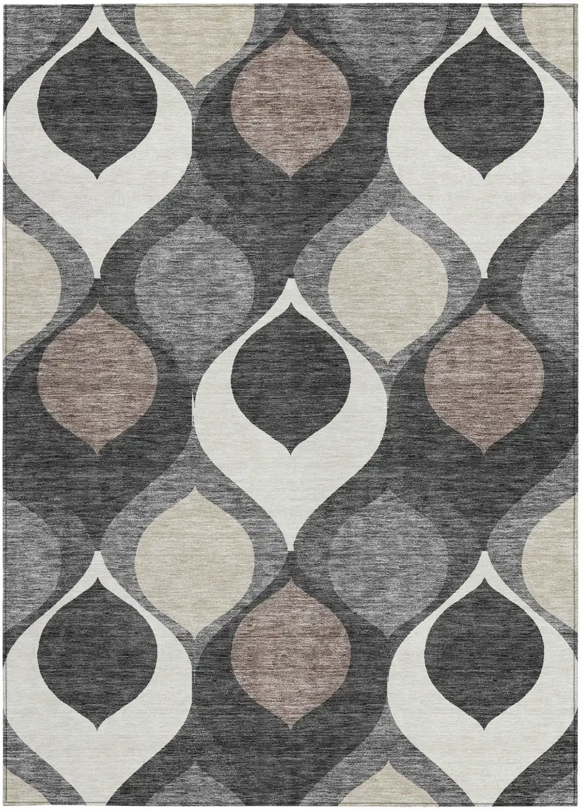 Gray Beige And Taupe Ogee Washable Indoor Outdoor Area Rug Photo 5