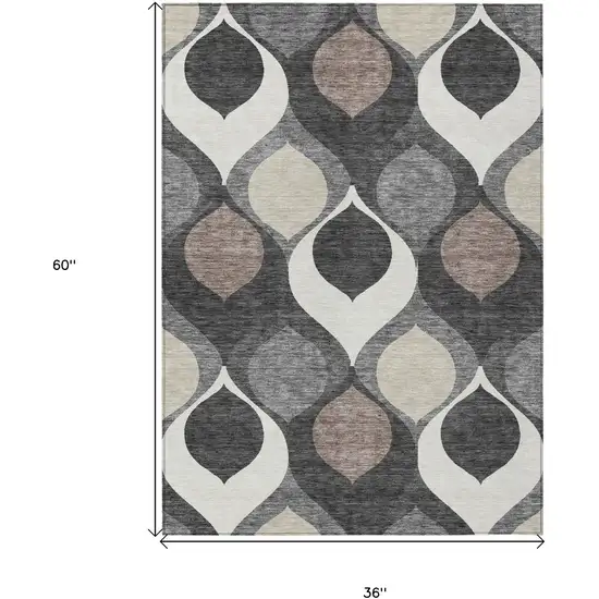 Gray Beige And Taupe Ogee Washable Indoor Outdoor Area Rug Photo 7