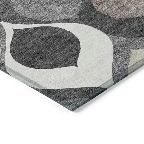 Gray Beige And Taupe Ogee Washable Indoor Outdoor Area Rug Photo 3