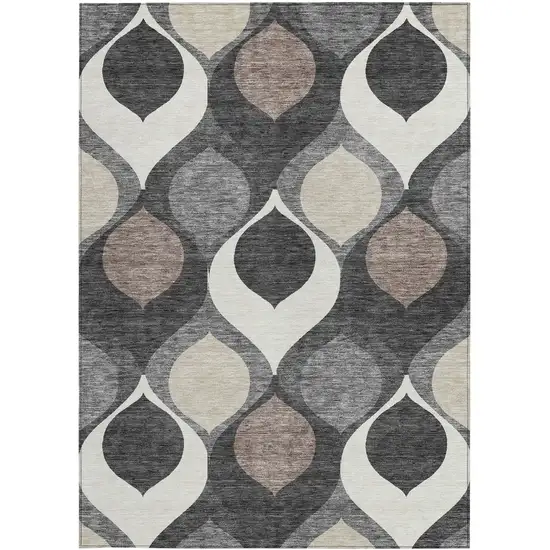 Gray Beige And Taupe Ogee Washable Indoor Outdoor Area Rug Photo 5