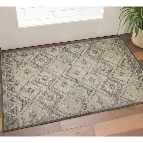 Gray And Brown Abstract Area Rug Photo 1