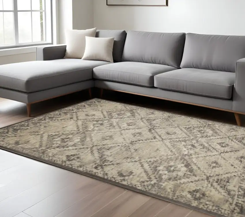 Gray And Brown Abstract Area Rug Photo 1