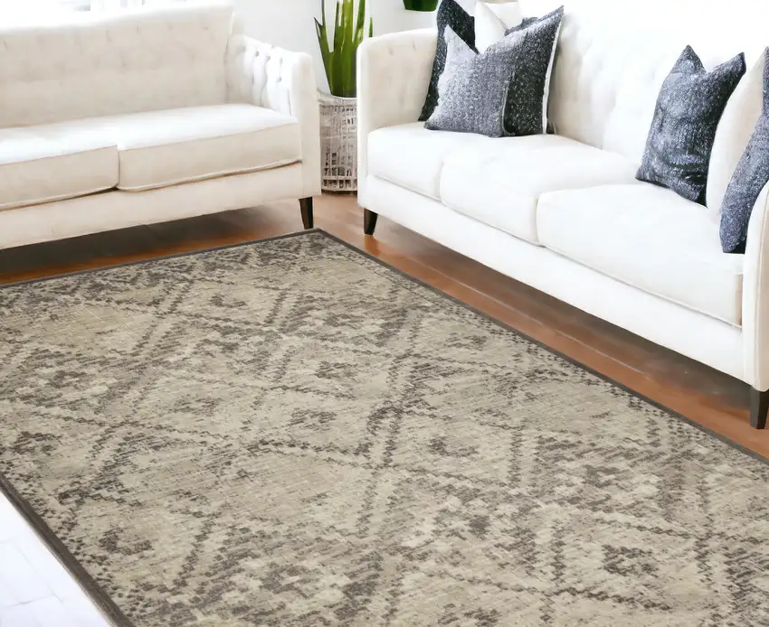 Gray Abstract Dhurrie Area Rug Photo 1