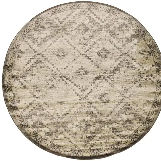 8' Gray And Brown Abstract Round Rug Photo 5