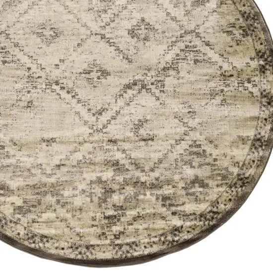 8' Gray And Brown Abstract Round Rug Photo 4