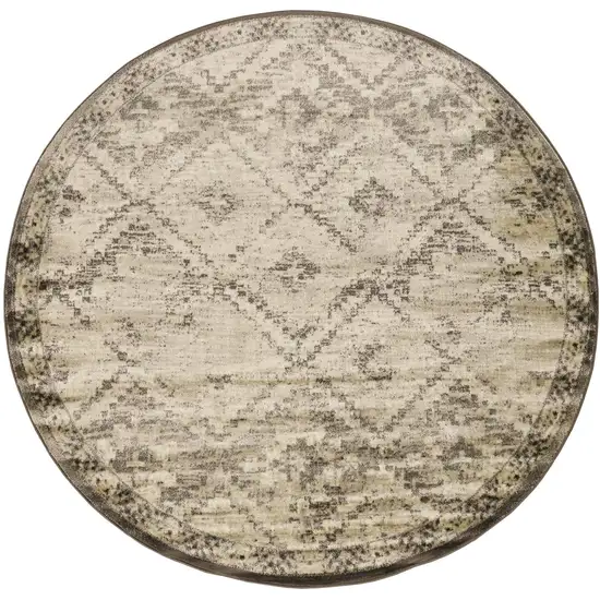 8' Gray And Brown Abstract Round Rug Photo 2