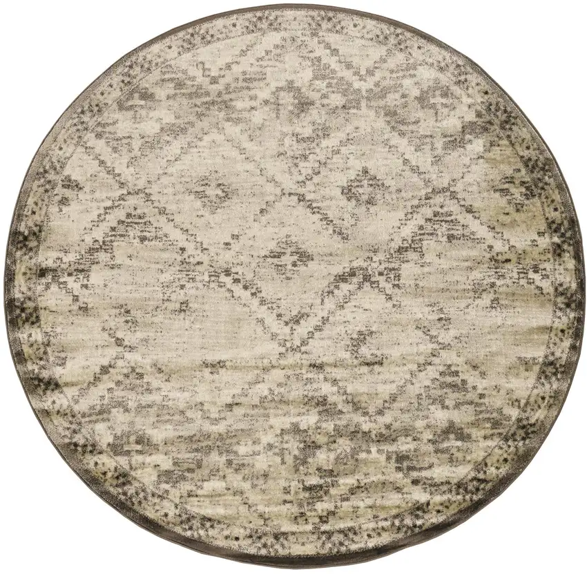 8' Gray And Brown Abstract Round Rug Photo 2