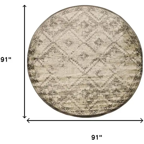 8' Gray And Brown Abstract Round Rug Photo 3