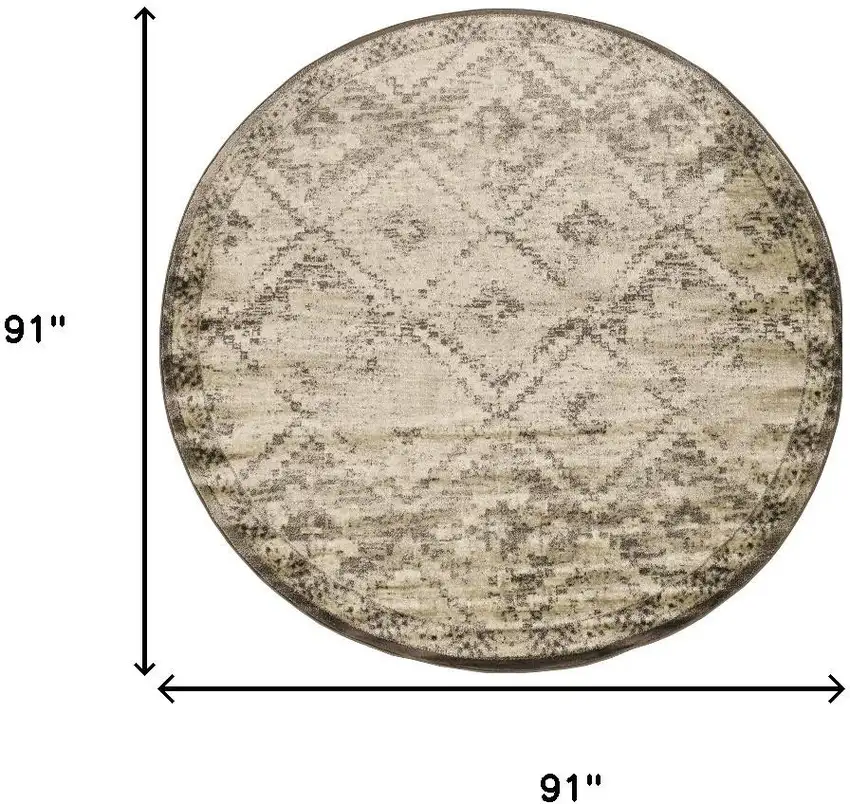 8' Gray And Brown Abstract Round Rug Photo 3