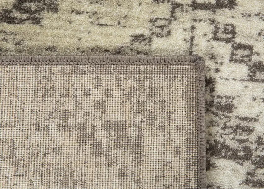 Gray Beige Distressed Diamond Runner Rug Photo 2