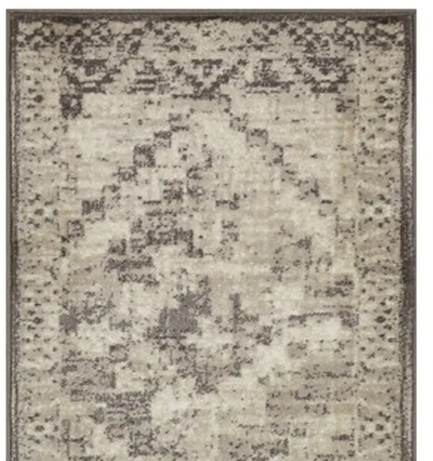 Gray Abstract Runner Rug Photo 4