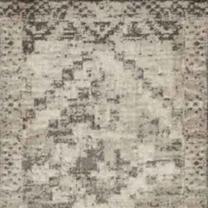 Photo of Gray Beige Distressed Diamond Runner Rug