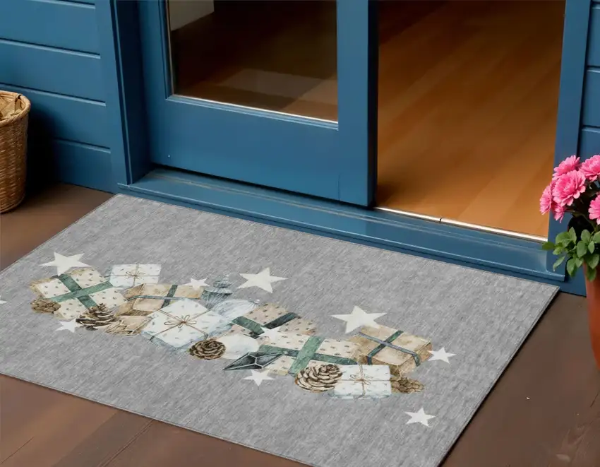 Gray Beige Ivory And Taupe Presents Washable Indoor Outdoor Area Rug Photo 1