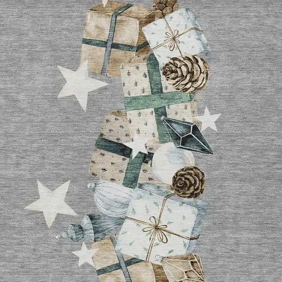 Gray Beige Ivory And Taupe Geometric Washable Indoor Outdoor Area Rug Photo 4