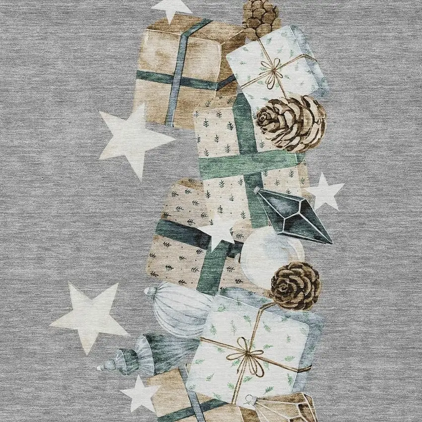 Gray Beige Ivory And Taupe Geometric Washable Indoor Outdoor Area Rug Photo 4