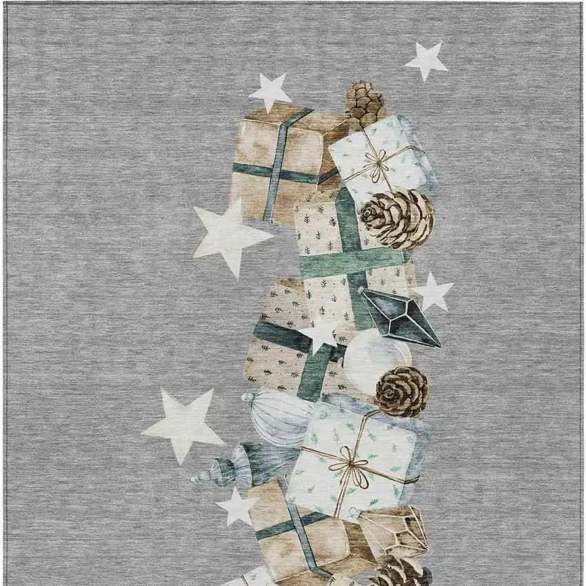 Gray Beige Ivory And Taupe Presents Washable Indoor Outdoor Area Rug Photo 4