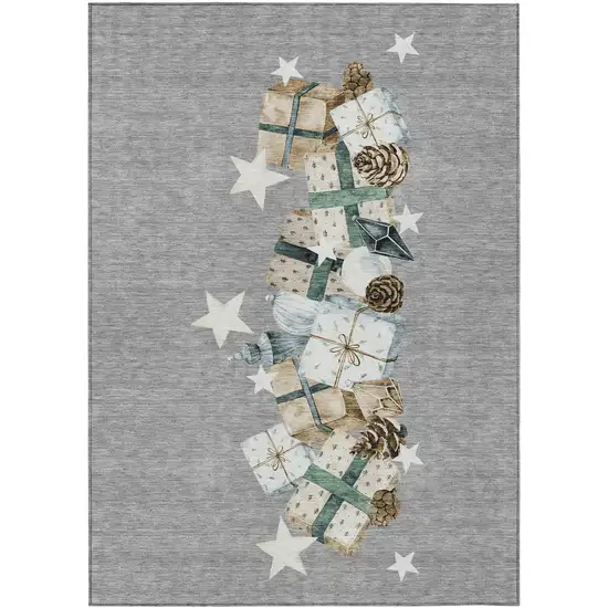Gray Beige Ivory And Taupe Presents Washable Indoor Outdoor Area Rug Photo 2