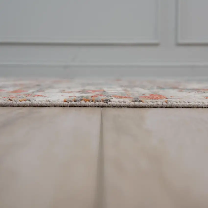 Gray Beige Orange Red And Blue New Zealand Lambs Wool Abstract Hand Carved Handmade Area Rug Photo 5