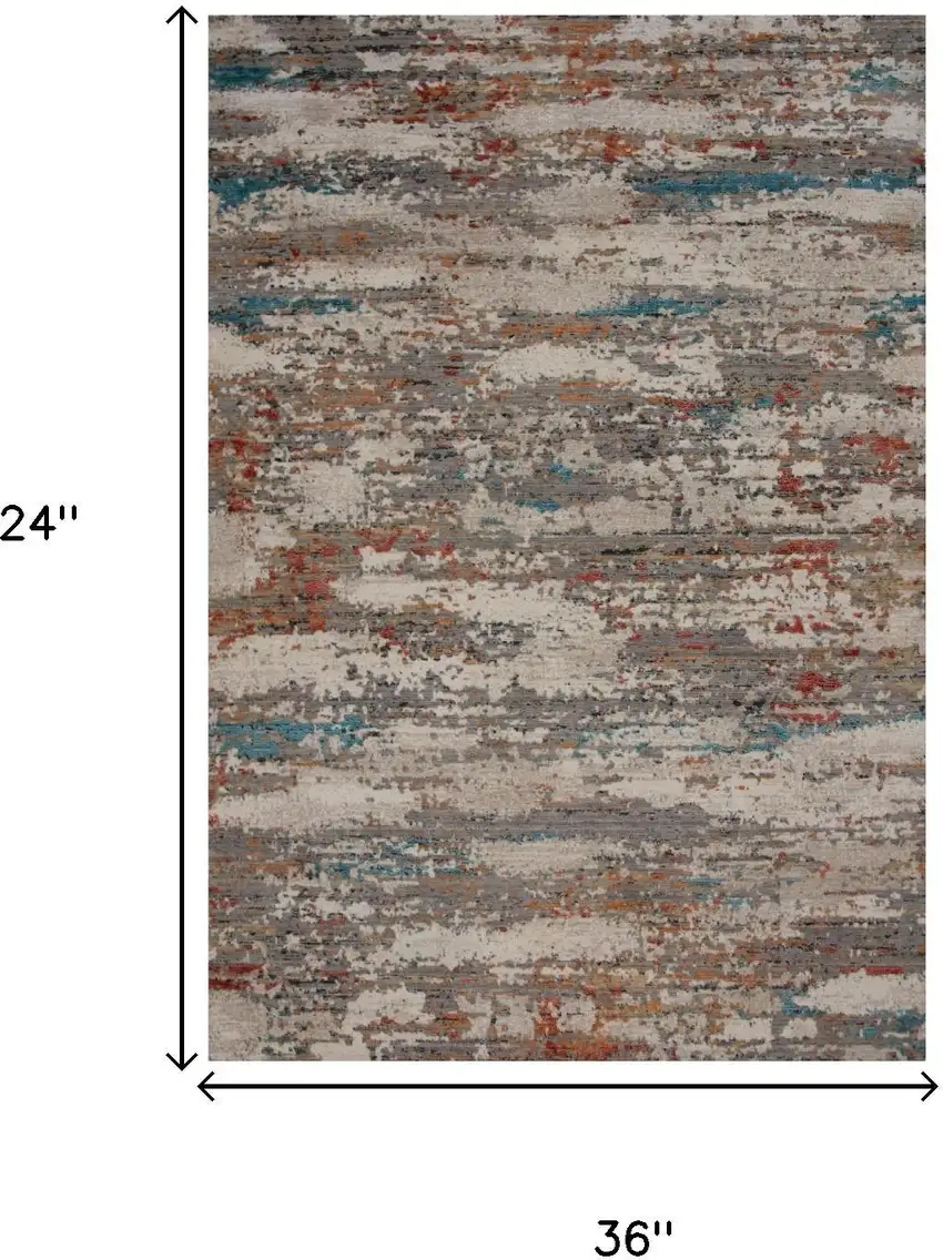 Gray Beige Orange Red And Blue New Zealand Lambs Wool Abstract Hand Carved Handmade Area Rug Photo 7